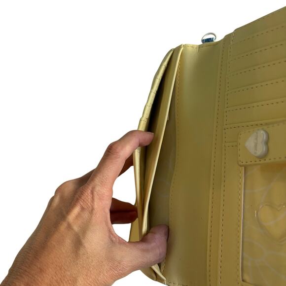 Betsey Johnson Yellow & Blue Floral Wallet EUC Minor Logo Scratch - Picture 11 of 11